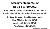 Atendimento DeACE-Ar - Mês Outubro 2022